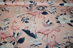 Bomulds stof med flamingoer