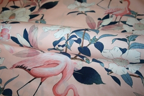 Bomulds stof med flamingoer
