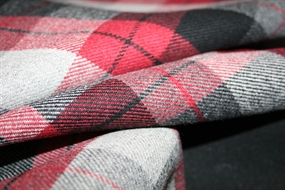 Vendbar frakkeuld med grå/sort/røde tern