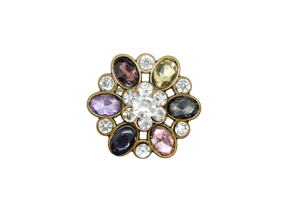 Øjeknap med farvede krystaller