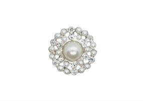 21 mm. øjeknap med perler og krystal