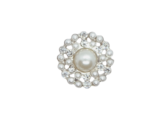 21 mm. øjeknap med perler og krystal