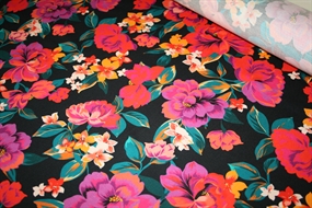 Illumina viscose twill stof med farvestrålende blomster