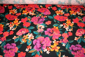 Illumina viscose twill stof med farvestrålende blomster