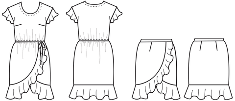 Snitmønster til kjole med flæser
