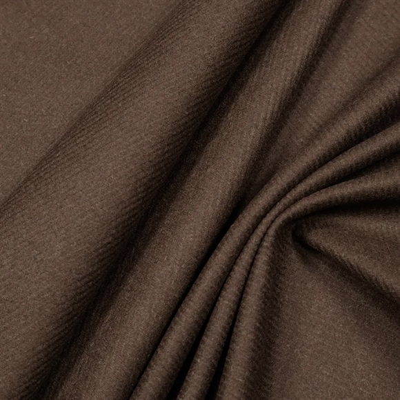Twillvævet brun frakkeuld