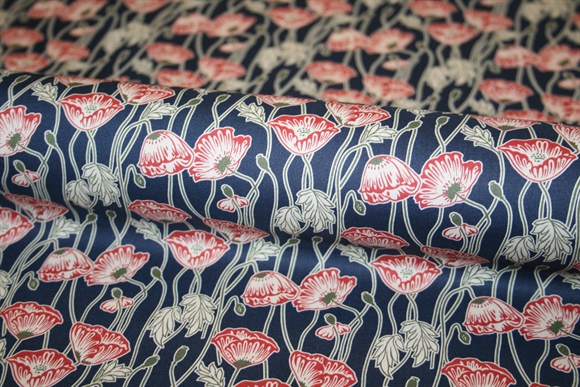 Liberty bomuldsstof tana lawn med valmuer \'Erito Poppy\'