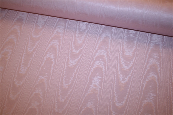 Lyserød moiré viskose -og bomuldsblanding