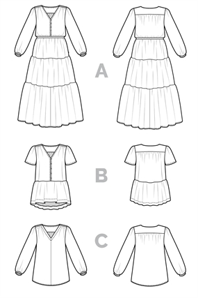Symønster til boho-inspireret kjole og bluse