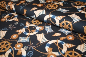 Viscose med nautisk print