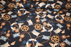 Viscose med nautisk print