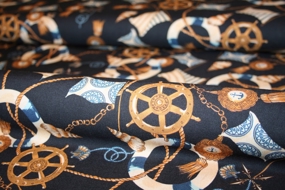 Viscose med nautisk print