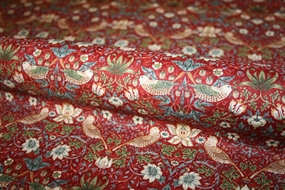 William Morris stof 'Mini Strawberry Thief Red'