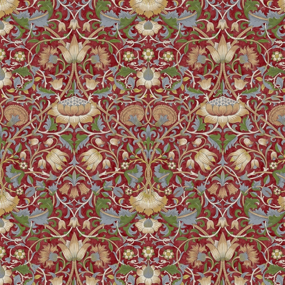 William Morris bomulds stof \'Lodden Crimson\'