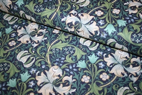 William Morris stof 'Golden Lily Navy'