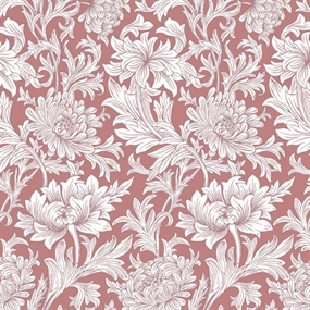 William Morris stof 'Chrysanthemum Tonal Coral'