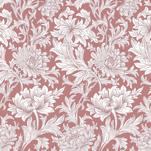 William Morris stof \'Chrysanthemum Tonal Coral\'