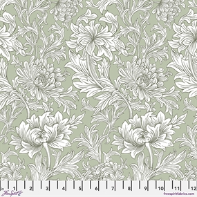 William Morris stof 'Chrysanthemum Tonal Olive'