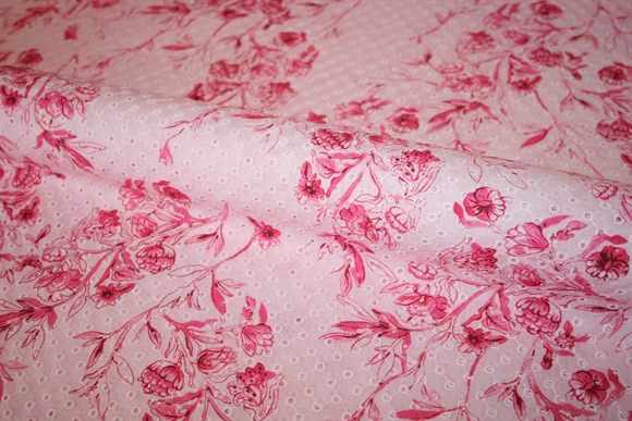 Broderie anglaise med blomsterprint