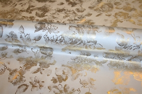 Silke satin med guldprint