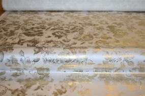 Silke satin med guldprint