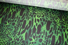 Sort/grøn leopard printet silke stretch