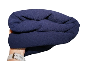 2,1 m. marineblå seersucker uld