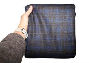 Stofrest 3,55 m. blå/brun uld