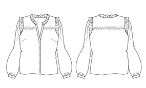 Symønster til feminin bluse \'Noelie\'