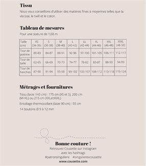 Symønster til bluse med firkantet halsudskæring \'Crickette\'