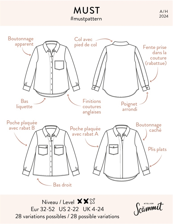 Symønster til skjorte \'Must\' fra Atelier Scämmit