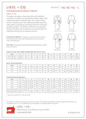 Snitmønster til slå-om kjole \'Copenhagen\' fra Liesl + Co.
