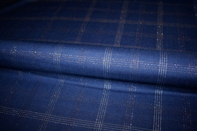 Marineblå uld med lurex tern