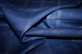 Marineblå uld med lurex tern