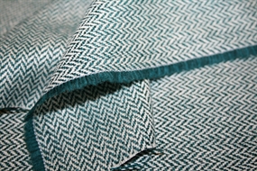 Petrol/sand sildebensvævet uld stof fra Italien