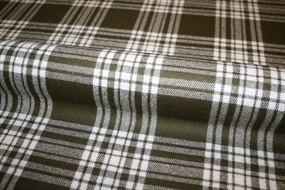 Grøn/hvid ternet uld stof