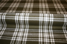 Grøn/hvid ternet uld stof