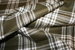 Grøn/hvid ternet uld stof