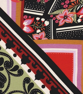 Vævet viskose stof med grafisk print\' Epopé\'