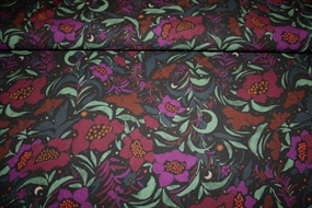 Vævet viskose med blomster, sol, måne og stjerner