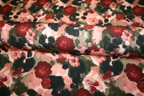 Twillvævet viskose stof med blomsterprint