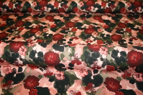 Twillvævet viskose stof med blomsterprint