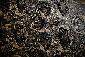 Sort velour med guld/sølv tryk