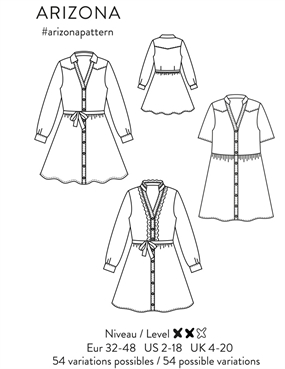 Symønster til western inspireret skjortekjole 'Arizona'