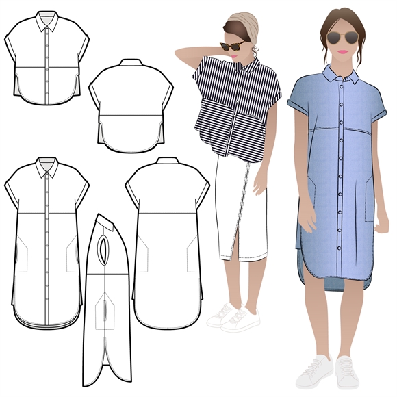 Style Arc symønster til skjorte og skjortekjole \'Blaire\'
