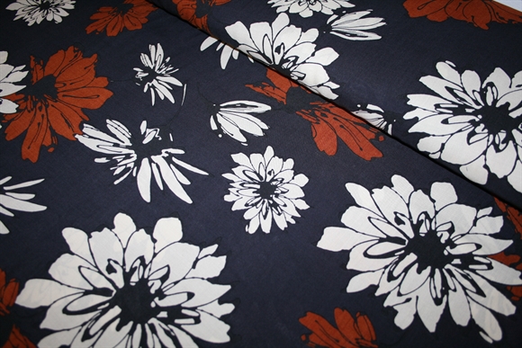 Vævet viscose stof \'Rusty Flowers\'