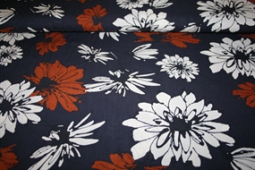 Vævet viscose stof \'Rusty Flowers\'