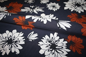 Vævet viscose stof \'Rusty Flowers\'