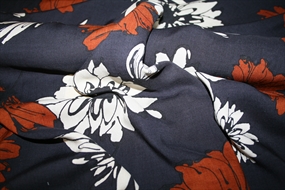 Vævet viscose stof \'Rusty Flowers\'